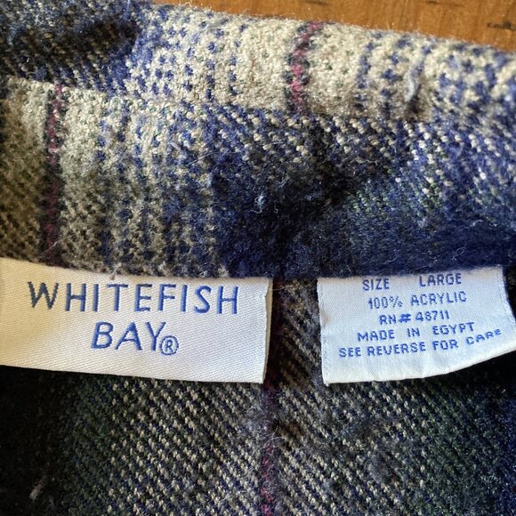 Whitefish Bay Blue Flannel Shirt Size Large - Picture 4 of 7